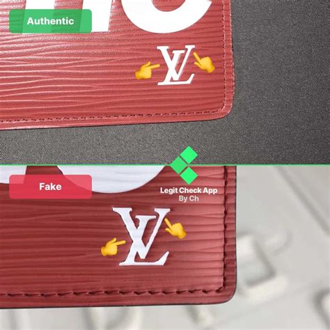 supreme lv card holder fake vs real black|supreme x Louis Vuitton wallet.